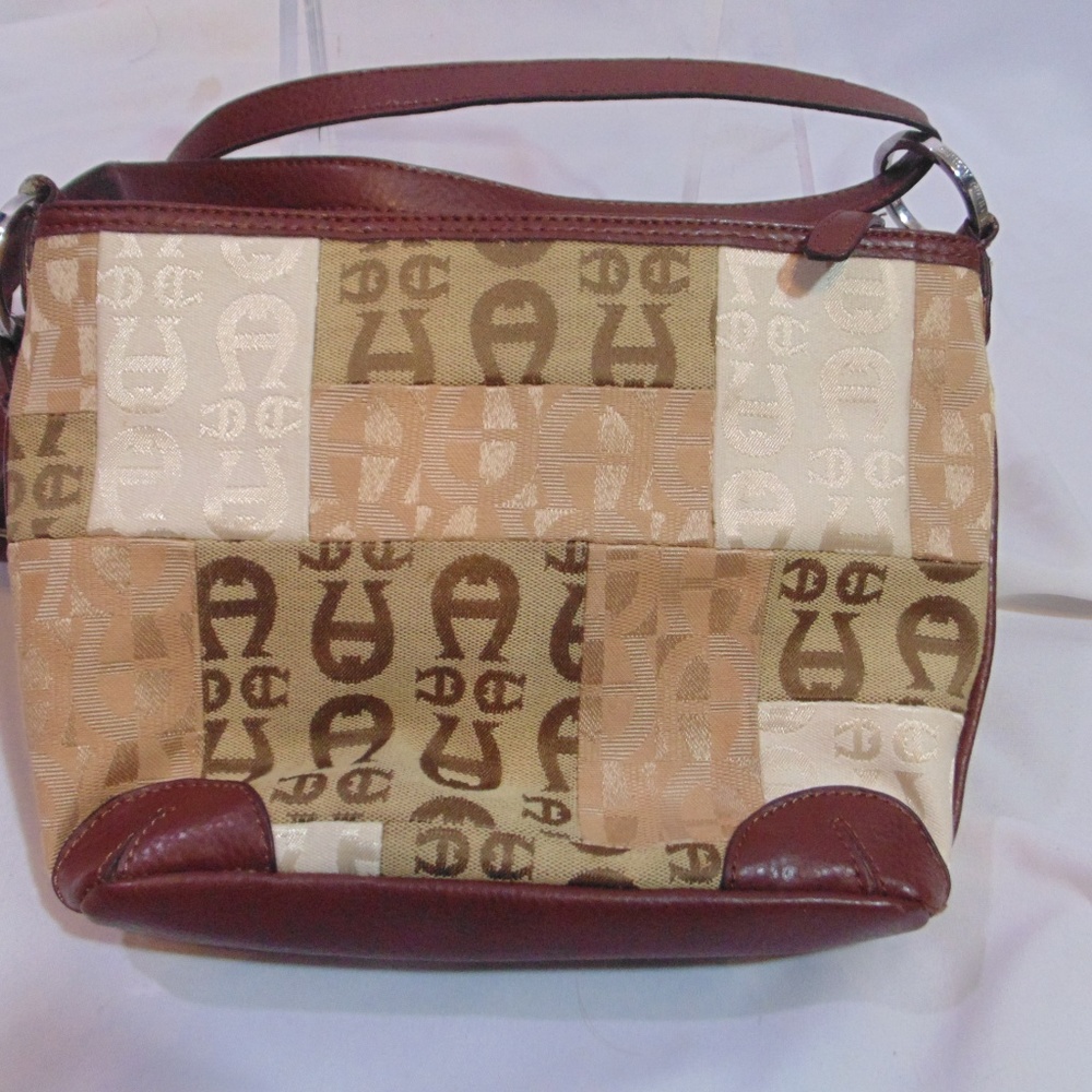 Tan/Brown Aigner Patchwork Type Purse - image 3